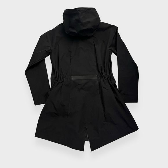 Nike Cargo Parka Small Black Waterproof Long Hooded Rain Jacket Cinch Waist - Picture 8 of 15